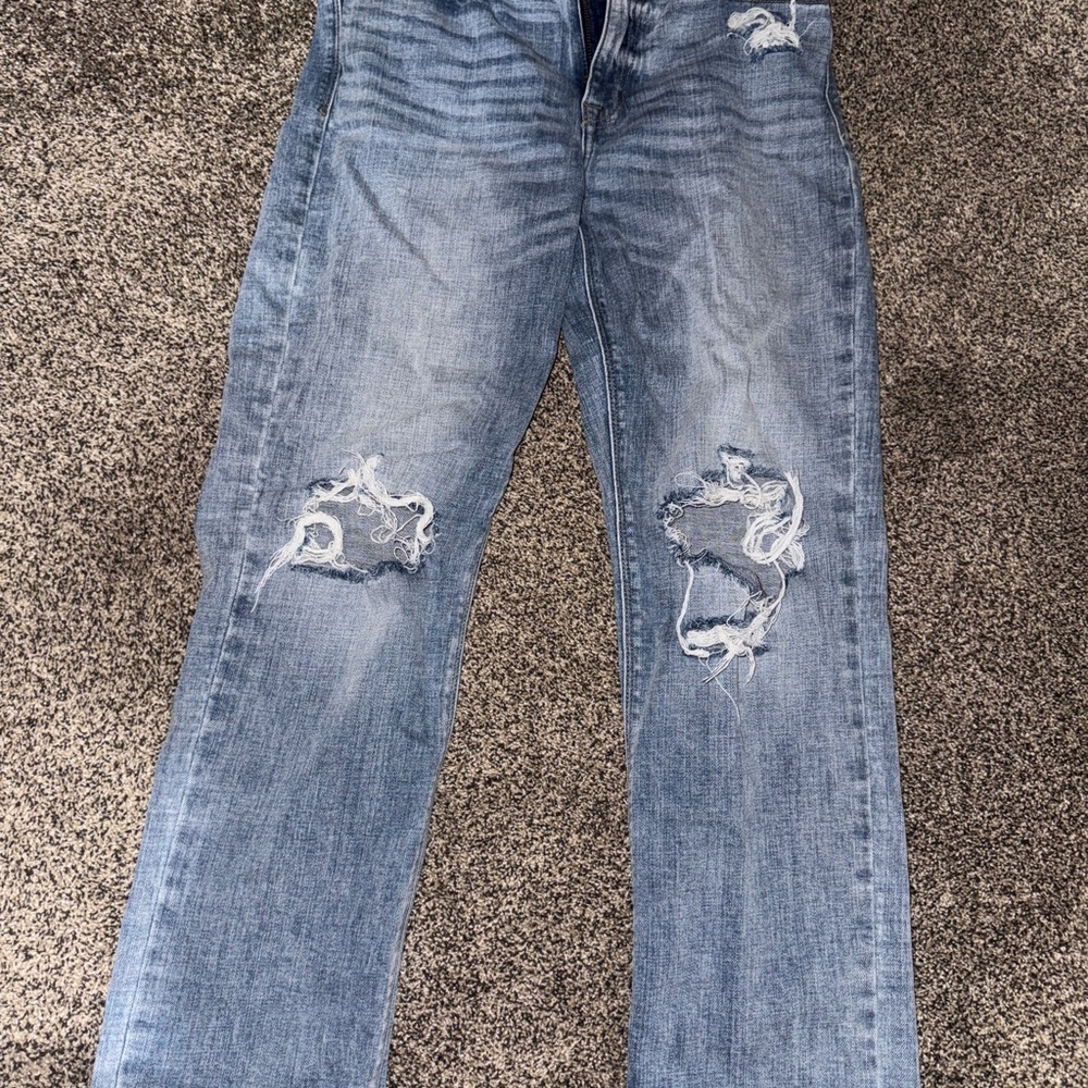 Eunina Blue Boyfriend Jeans with Distressed Detailing